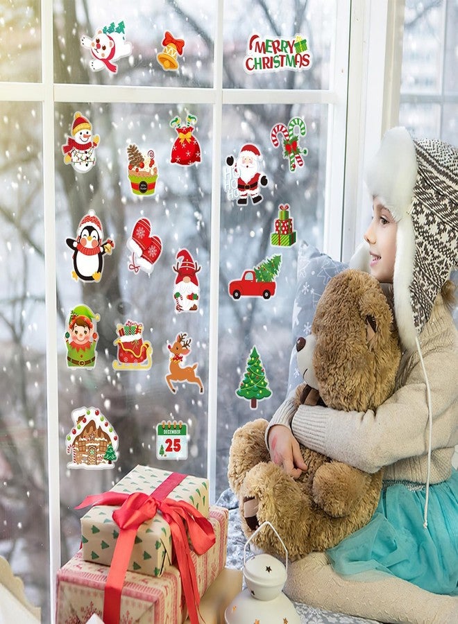 MARFOREVER 50Pcs Christmas Window Gel Clings Stickers Removable Reusable Xmas Snowflake Winter Window Clings Decals Stickers for Kids Classroom Home Christmas Holiday Party Supplies Decorations - Image 5